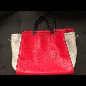 Coral and nude Kate Spade satchel
